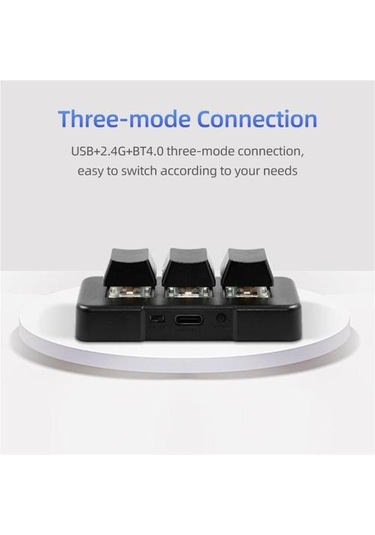 Mk321-pro 3 Tuşlu Özelleştirilmiş Klavye Mekanik Mavi Anahtarlı Usb+2.4g+bt Bağlantılı Ofis Oyun Multimedya Siyah