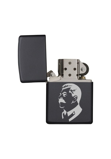 Josef Stalin Hatıra Çakmağı Lazer Silinmez Resimli Benzinli Hediyelik Çakmak Siyah