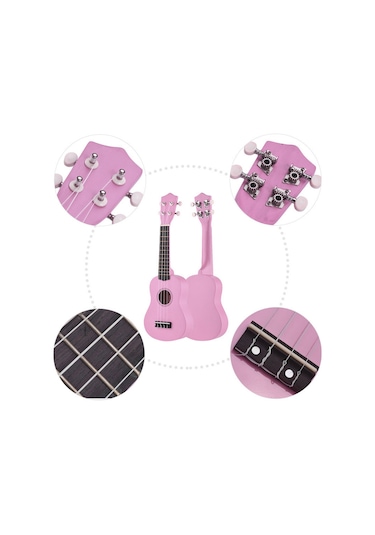 Ruicoo 21 İnç Akustik Soprano Ukulele, Tam Ahatlı Gökkuşağı Ağacı Gövde, Portatif Öğrenci Ve Başlangıçcılar İçin Aksesuarsız, Pembe