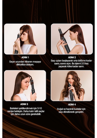 VeryFit WT638 5 in 1 Hava Üflemeli Saç Düzleştirici Şekillendirici ve Saç Kurutma Fön Makinesi Bakım Seti