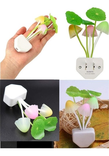 Ulzyvf Led Mantar Şekilli Otomatik Gece Lambası 3 Renkli 0.2w 110v-240v Çocuk Yetişkinler İçin Amerikan Standartı Diğer