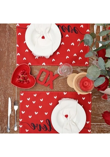 Xiaaokeji Sevgililer Günü Masa Örtüleri, Ev Partileri İçin Mutfak Masa Örtüsü, 8 Adet Diğer