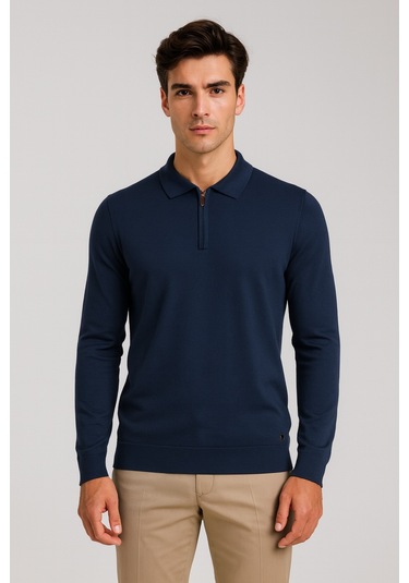 Erkek Triko Polo Yaka Saks 3773 Sax