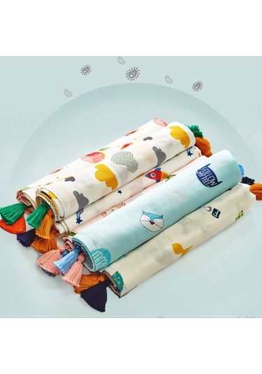 Geeksen Bebek Battaniyesi Yeni Doğan Sarma Örtüsü İki Katlı Bambü Lifli Pamuk Muslin 156x110cm Uzay Gemisi Desenli DiğER