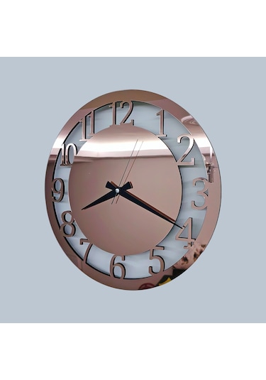 Dekoratif Rosegold Aynalı Duvar Saati Altın