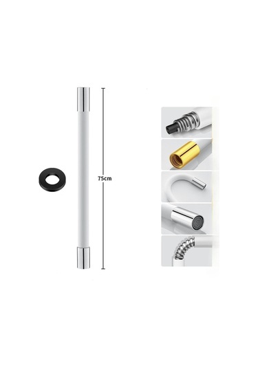 Suntek Balkon, Banyo, Mutfak Için Esnek Su Musluğu Borusu Uzatma Beyaz