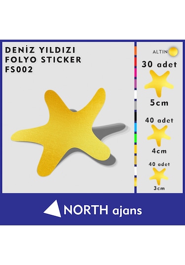 Deniz Yıldızı Folyo Duvar Sticklerı Altın