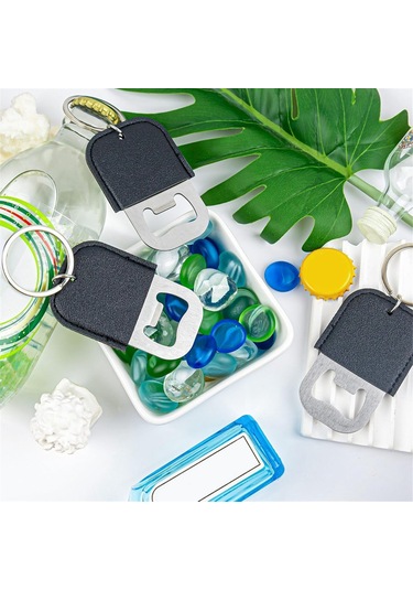 24 Paket Pu Şişe Açacağı Anahtarlık Paslanmaz Çelik Bira Açacakları Boşlukları Siyah