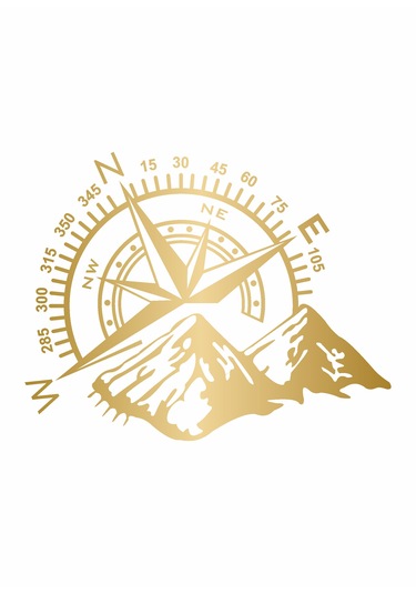 Pusula Ve Dağ Sticker, Off Road Kamp Adventure Kamp Sticker, Araba Oto Karavan Pickup Sticker 02522 15x12 Cm