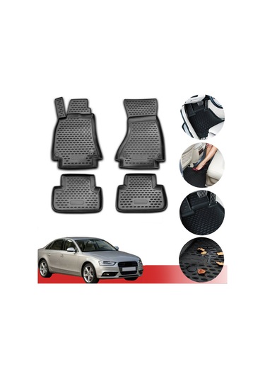 Element Audi A4 2008 2015 Arası 3D Havuzlu Paspas Siyah
