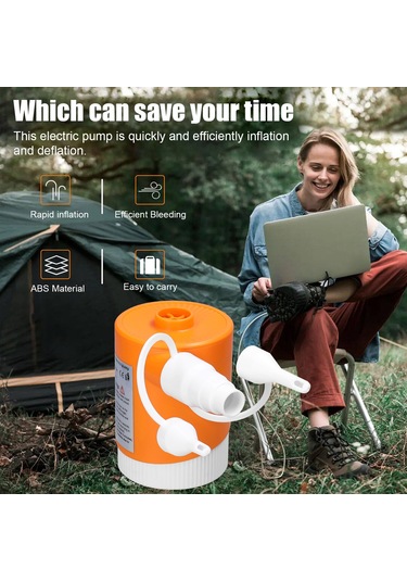 Mufunye Taşınabilir Dış Mekan Usb Li-poly Pompası - 5000pa Şişir/boşalt İkili Fonksiyonlu - Hs-8406 Sarı Rengi Renkli Kutuda