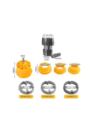 6425 Pvc Pprc Boru İçin İç Ve Dış Diş Açma Aparatı Seti 9 Parça