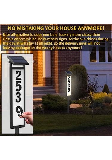 Güneş Enerjili Ev Numarası Işık Ev Adresi Dijital Aydınlatmalı