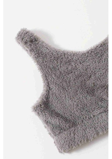 Alpinmoda Askılı Peluş Polar Alt Üst Şortlu Ms40788 Gri