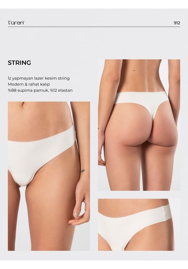 Türen Kadın Lazer Kesim Pamuklu String Külot 912/ekru Ekru