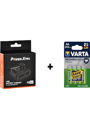 Power Xtra Px200 Şarj Cihazı Varta 2100 Mah Şarjlı Kalem Pil 4'Lü