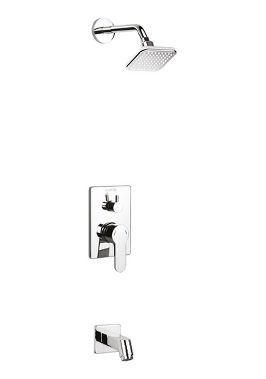 Mistillo Ankastre Duş Seti 100x100 Mm Kare Tepe Duşu+yönlendirici+gaga Krom - Parlak