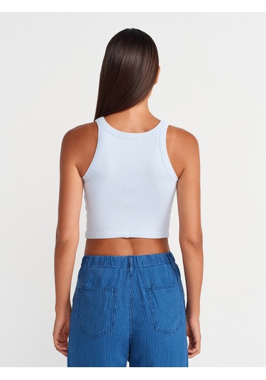 Dilvin 21104 Fitilli Crop Top-açık Mavi Açık Mavi