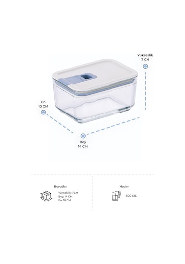 Neoflam Perfect Seal Dikdörtgen Cam Saklama Kabı Bej 500 ML Bej
