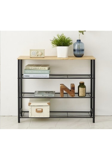 Retodesign Retohome 3 Katlı Çok Amaçlı Raf ve Ayakkabı Rafı Siyah - Atlantik Çam