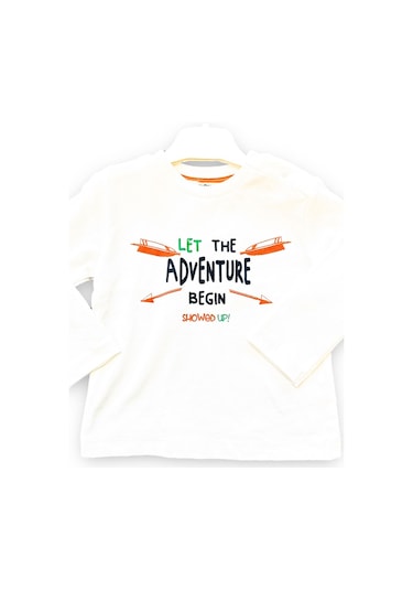 Çikoby Erkek Bebek Adventure Baskılı Pamuk Bluz-13713-ekru Ekru