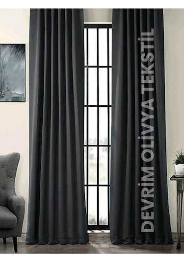 Devrim Olivya Tekstil Lüks 1. Sınıf Özel Dikim Antrasit Blackout Işık Geçirmez Fon Perde Ekstraforlu Karartma Blackout Model2 Antrasit