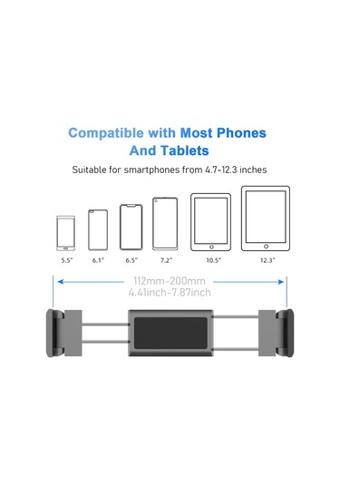 Cbtx Pb-48 Universal Araç Kafalık Arka Koltuk Montaj Telefon Tutucu 5-12.9 Inç Tablet Telefon Braketi