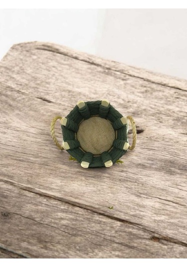 Hasır Organizer Sepet Banyo Takı Kutusu Makyaj Çok Amaçlı El Yapımı Haki