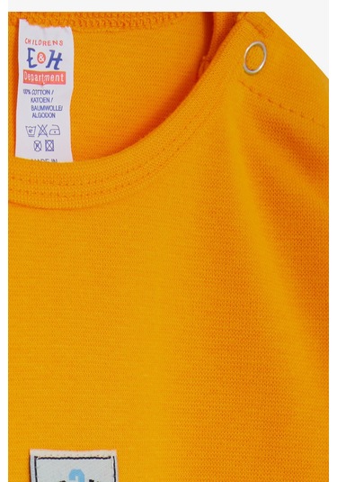 Breeze Erkek Bebek Çıtçıtlı Zıbın Body Yazı Baskılı 9 Ay-3 Yaş, Hardal Sarı