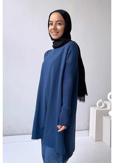 Mira Merserize Tunik - Petrol Mavi Petrol Mavi