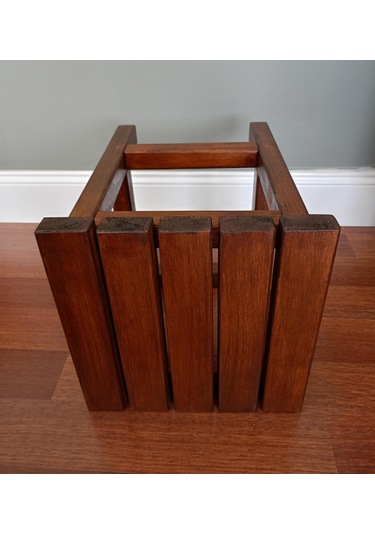 Doğal Ahşap Tabure, Ağaç, Masif, Boyalı, Kare 32cmx32cmx40cm Koyu Kestane