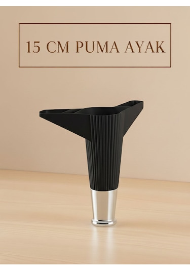 Puma 15 Cm Siyah-krom Mobilya Kanepe Tv Ünitesi Kosol Ayağı Siyah-krom