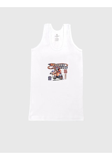 Ceylanoğlu 6'lı Ribana Baskılı Erkek Çocuk Atlet-318 Beyaz