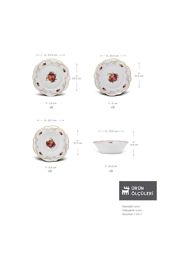 Karaca  Forever Bone Antique 24 Parça 6 Kişilik Yemek Takımı