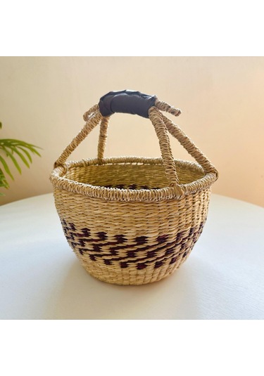 Homyl El Dokuması Piknik Sepeti Açık Seyahat Pazarı Için Kahverengi