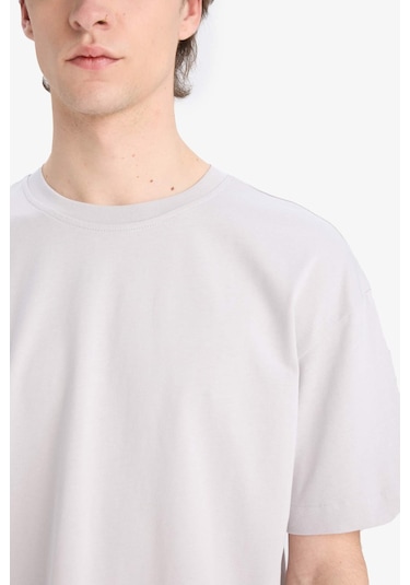 DeFacto Oversize Geniş Kalıp Bisiklet Yaka Basic Düz Kısa Kollu Tişört E6885AXNSGR184