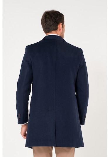 Slimfit V Yaka Kışlık Lacivert Kaşe Kaban Palto Renkleri Mevcut-Lacivert