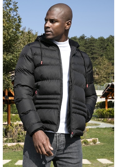 Buratti Kapüşonlu Cepli Slim Fit Şişme Erkek Mont 6490001 Siyah