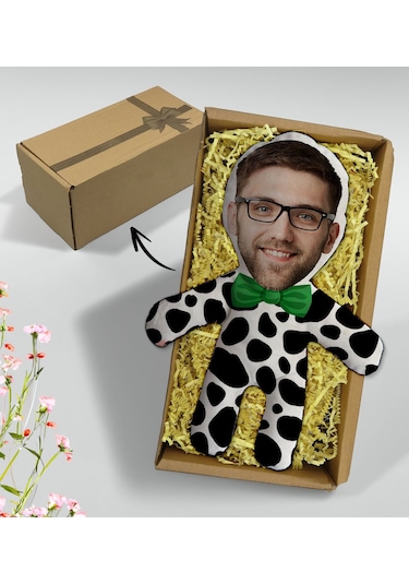 Bk Gift Hediye Kutusunda Kişiye Özel Fotoğraflı Eğlenceli Surat Bebek Yastık-16, Arkadaşa Hediye, Sevgiliye Hediye, Doğum Günü Hediyesi