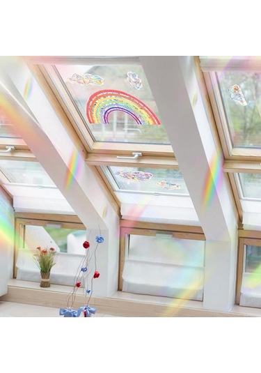Güneş Yakalayıcı Etiketler Gökkuşağı Bulutu Pencere Etiketleri, 6 Adet Yapışkansız Prizma Vinil Çıkartma Çarpışma Önleyici Pencere Yapışkanları Ev Dekorasyonu Pencere Filmi Cam İçin Çok Renkli Güneş Yakalayıcı Etiketler Gökkuşağı Bulutu Pencere Etiketleri, 6 Adet Yapışkansız Prizma Vinil Çıkartma Çarpışma Önleyici Pencere Yapışkanları Ev Dekorasyonu Pencere Filmi Cam İçin Çok Renkli