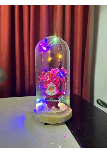 Noel Baba Temalı Led Işıklı Cam Fanus Yeni Yıl Işıltısını Evinize Taşıyın 0