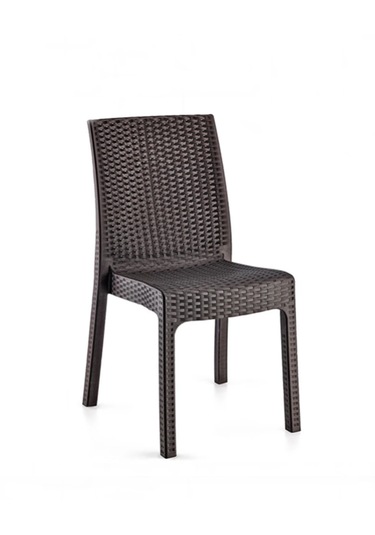 90x90cm Rattan 4 Kişilik Kare Masa Seti Kolsuz Sandalye Acı Kahve
