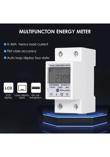 Reedark Dds662 Tek Fazlı Elektronik Enerji Sayacı - 230v Ac, 5-80a, Plastik Gövde