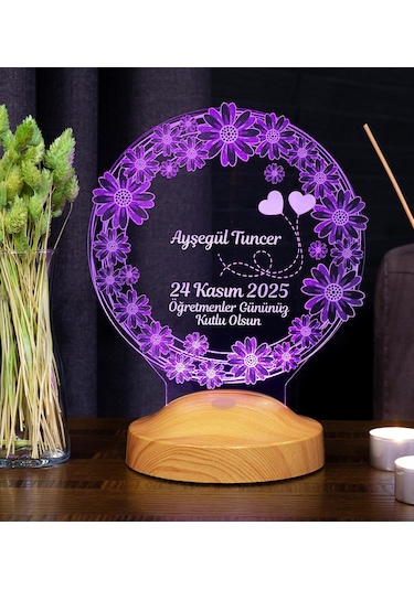 Öğretmene Hediye Papatya LED Lamba - Kişiye Özel Öğretmenler Günü ve Mezuniyet Hatırası Hediyesi