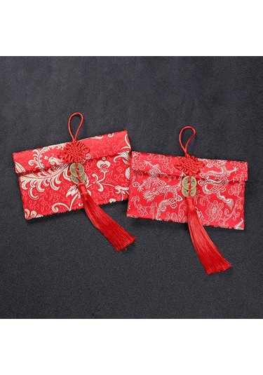 Yifomall Çin Düğümü Desenli İki Para Desenli Kadife Dokuma Cüzdan, Düğün Hediyesi İçin Bin/on Bin Yuanlik Mutluluk Çantası, Ev Kullanıma Uygun, Kullanımı Kolay, Dayanıklı