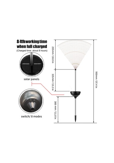 Yifomall Güneş Enerjili Led Çiçek Ateşi Işığı - Bahçe Çim Üstü Fantezi Aydınlatma - Dairesel 2 Mod 120 Led Beyaz Işık