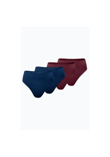 Malabadi Kadın Bordo Lacivert 4 Lü Paket Modal Yüksek Bel String Tanga 4m178 Bordo Lacivert