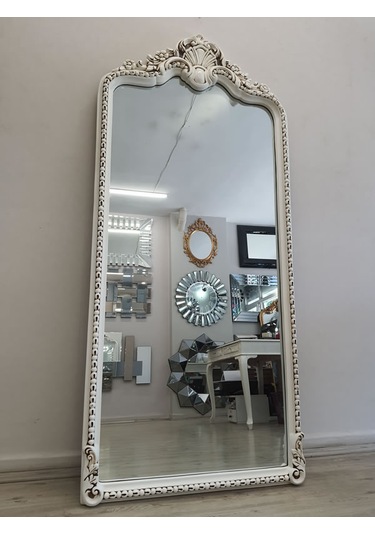 Ayna Denizi Princess Great Aging White Model Eskitme Beyaz Renk Dekoratif Boy Aynası Eskitme Beyaz