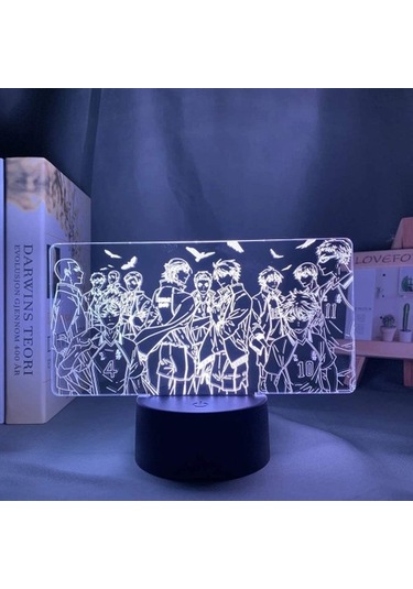 Wealthglow Anime Karasuno Takım Grubu Lambası Serin 3d İllüzyon Gece Lambası Lambası Lt0ue6 Siyah