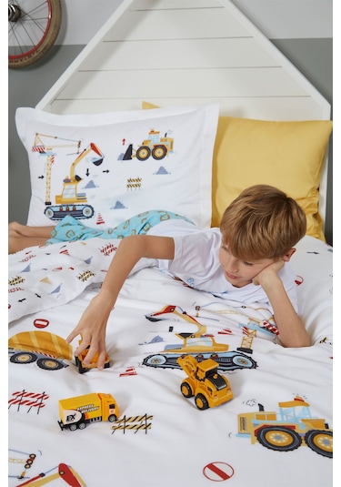 Özdilek Builder Tek Kişilik Lastikli Çarşaf Nevresim Takımı Çok Renkli